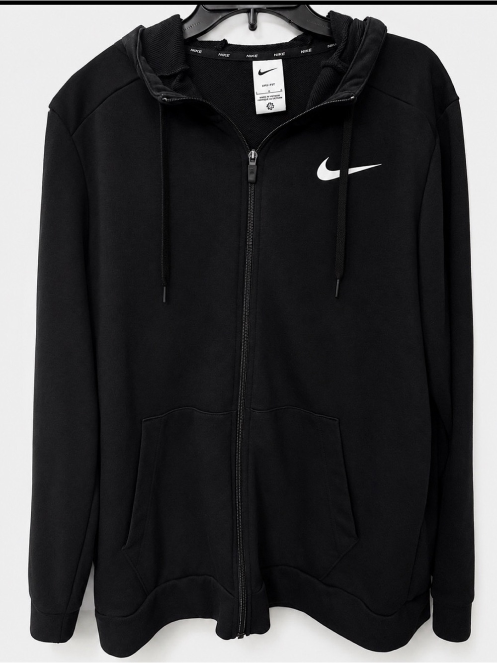 Nike Men’s Black Full-Zip Hoodie with White Swoosh